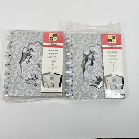DCWV Wedding Mini Books Gray & White 26 Cutouts & 2 Sticker Sheets Lot of 2 NEW - Picture 6 of 6